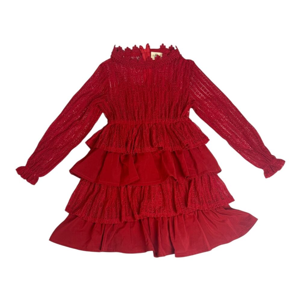 ML Kids Red Lace Dress